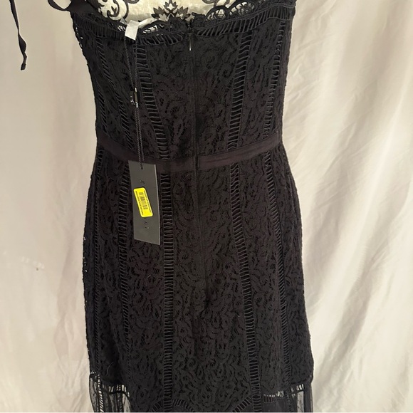 NWT Gianni Bini Lace Sweetheart Tie Shoulder Sheer Overlay Dress Size 6 - Picture 5 of 10